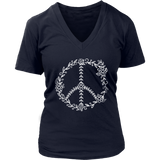 Flowers and Leaves Peace Sign T-Shirt - Retro Flower Leaf - Womens Plus Size up to 4X