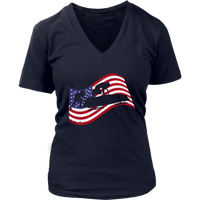 American Flag Bobsledding Tshirt - Winter Sport Bobsledder - Womens Plus Size Up To 4X