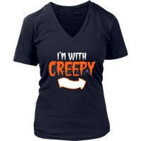 I'm With Creepy T-Shirt - Funny Halloween Party Tee - Womens Plus Size up to 4X