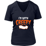 I'm With Creepy T-Shirt - Funny Halloween Party Tee - Womens Plus Size up to 4X