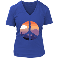 Nature Peace Sign T-Shirt - Sunset Retro Tee 60s 70s Hippies - Womens Plus Size up to 4X