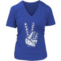 Peace Love Hand Sign T-Shirt - Kindness Unity 60s Retro Tee - Womens Plus Size up to 4X