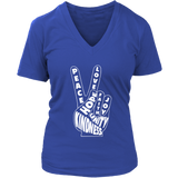 Peace Love Hand Sign T-Shirt - Kindness Unity 60s Retro Tee - Womens Plus Size up to 4X