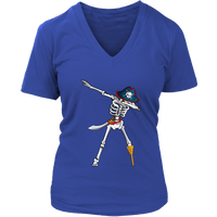 Dabbing Pirate Skeleton Tshirt - Funny Halloween Dab T-Shirt - Womens Plus Size Up To 4X