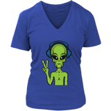 Alien Peace Sign Tshirt - Funny UFO Aliens Tee Shirt - Womens Plus Size Up To 4X