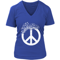 Dove Birds Peace Sign T-Shirt - Doves 70s Retro Tee - Womens Plus Size up to 4X