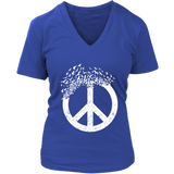 Dove Birds Peace Sign T-Shirt - Doves 70s Retro Tee - Womens Plus Size up to 4X