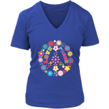 Peace Love Sign T-Shirt - Hippie Flowers Tee 60s Retro - Womens Plus Size up to 4X