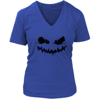 Evil Pumpkin Smile Tshirt - Creepy Jack O Lantern Tee - Womens Plus Size up to 4X