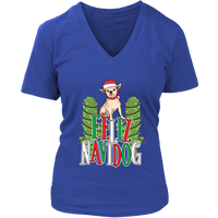 Feliz Navidad Dog Pun Tshirt - Navidog Christmas T-Shirt - Womens Plus Size Up To 4X