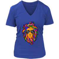 Lion with Rainbow Mane T-Shirt - Cool Wild Animal T Shirt - Womens Plus Size up to 4X