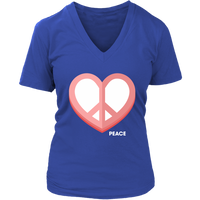 Love Peace Heart Sign T-Shirt - Valentine Retro Tee 60s - Womens Plus Size up to 4X