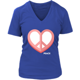 Love Peace Heart Sign T-Shirt - Valentine Retro Tee 60s - Womens Plus Size up to 4X