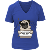 Funny Bad Dog T-Shirt - Pug Jail Mug Shot - Prisoner Puppy - Womens Plus Size Up To 4X