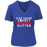 Cat Hair Is Lonely People Glitter Tshirt - Introvert T-Shirt - Love Kitty Tee - Womens Plus Size Up To 4X