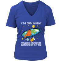 Funny Flat Earth Cat Joke T-Shirt - Flat Earther Society - Womens Plus Size Up To 4X