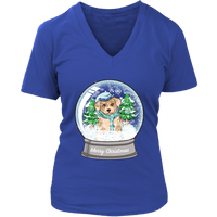 Dog Snowglobe Winter Tshirt - Cute Christmas Puppy Tee Shirt - Womens Plus Size Up To 4X