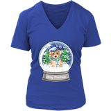 Dog Snowglobe Winter Tshirt - Cute Christmas Puppy Tee Shirt - Womens Plus Size Up To 4X