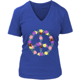 Flower Butterflies Peace Sign Tshirt - Retro 60s 70s Tee - Womens Plus Size Up To 4X