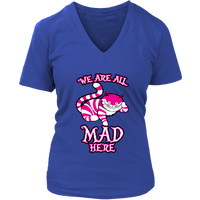 Cheshire Cat All Mad Here Grinning Wonderland Cat T-Shirt - Womens Plus Size Up To 4X