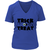 Trick or Treat T-Shirt Halloween Spooky Cobweb Eyeball Tee - Womens Plus Size up to 4X