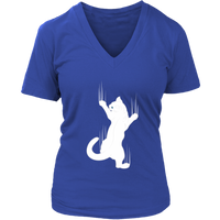 Clinging Kitty T-Shirt - Climbing Cat Tshirt - Claw Marks - Womens Plus Size Up To 4X