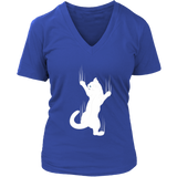 Clinging Kitty T-Shirt - Climbing Cat Tshirt - Claw Marks - Womens Plus Size Up To 4X