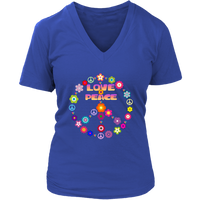 Love Peace Sign T-Shirt - Cute Retro Flowers Tee - Womens Plus Size up to 4X