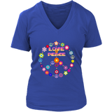 Love Peace Sign T-Shirt - Cute Retro Flowers Tee - Womens Plus Size up to 4X