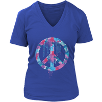 Dripping Paint Peace Sign T-Shirt - Tie Dye Retro Tee - Womens Plus Size up to 4X