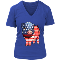 American Flag Pig Farm Tshirt - US Pig Farmer Tee Shirt - Womens Plus Size Up To 4X