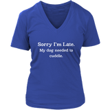 Funny Late Excuse T Shirt Dog Cuddle Tee Shirt Dog Lover - Womens Plus Size Up To 4X