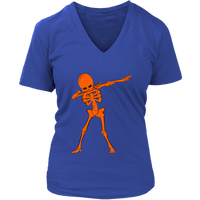 Neon Dabbing Skeleton Tshirt - Creepy Halloween Dancing Bone - Womens Plus Size up to 4X