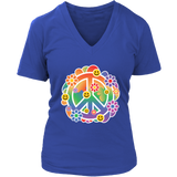 Happy Face Peace Sign Tshirt - Smile Flowers Retro Tee - Womens Plus Size Up To 4X