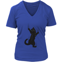 Cat T-Shirt - Climbing Kitty Tshirt - Cats Claw Scratch Tee - Womens Plus Size Up To 4X