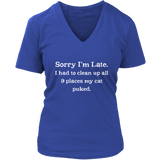 Funny Late Excuse T Shirt Cat Puke Cat Lover Tee Shirt - Womens Plus Size Up To 4X