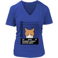 Funny Bad Cats Tee - Police Wanted Cat T-Shirt - Detroit - Womens Plus Size up to 4X