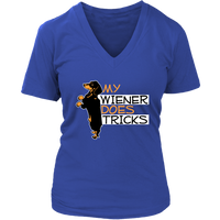 My Wiener Does Tricks Shirt - Weiner Dog T-Shirt - Graphic T - Womens Plus Size Up To 4X