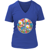 Floral Peace Sign T-Shirt - Retro Daisy Flowers Tee - Womens Plus Size up to 4X