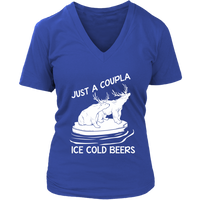 Ice Cold Beers Tshirt - Funny Bear Deer Animal T-Shirt - Womens Plus Size Up To 4X