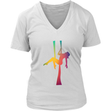 Aerialist Gymnast Dancing Acrobat Silks Dancer V-Neck T-Shirt Womens Plus Size S-4XL Black