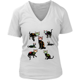 Mexican Sugar Skull Cat Tshirt - Halloween Day of the Dead T-Shirt - Womens Plus Size Up To 4X