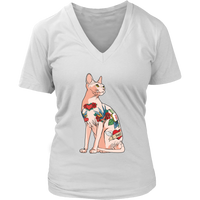 Cat And Tats Inked Cat Lover Tattoo Artist V-Neck T-Shirt Womens Plus Size S-4XL