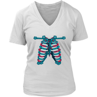 Skeleton Ribs Tshirt - Halloween Ribcage Bones Tee Shirt - Womens Plus Size Up To 4X