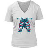 Skeleton Ribs Tshirt - Halloween Ribcage Bones Tee Shirt - Womens Plus Size Up To 4X