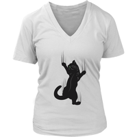 Cat T-Shirt - Climbing Kitty Tshirt - Cats Claw Scratch Tee - Womens Plus Size Up To 4X