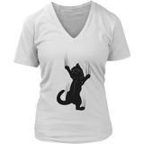 Cat T-Shirt - Climbing Kitty Tshirt - Cats Claw Scratch Tee - Womens Plus Size Up To 4X