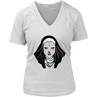 Halloween Occult Nun Tshirt - Creepy Black Religion Gothic T-Shirt - Womens Plus Size Up To 4X