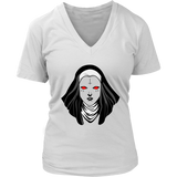 Halloween Occult Nun Tshirt - Creepy Black Religion Gothic T-Shirt - Womens Plus Size Up To 4X