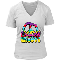 Groovy Peace Sign 60s 70s Tshirt Retro Hippie Soul V-Neck T-Shirt Womens Plus Size S-4XL